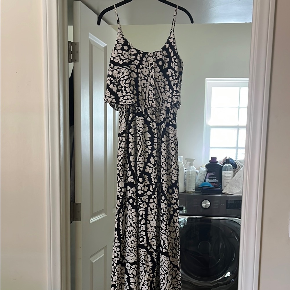 Elegant Black and White Floral Dress
